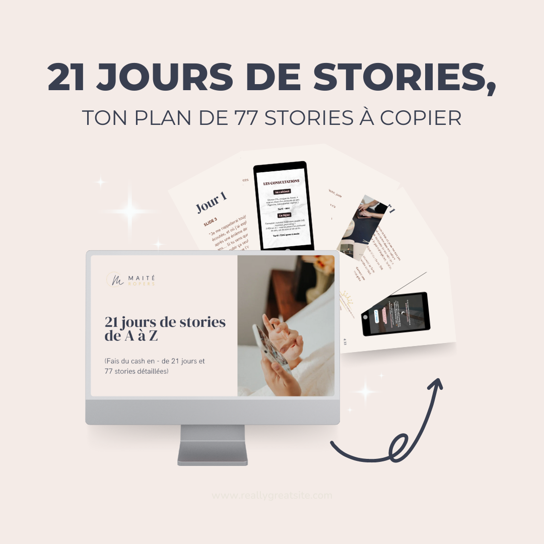 Mockup plan 21 jours vendre en storie